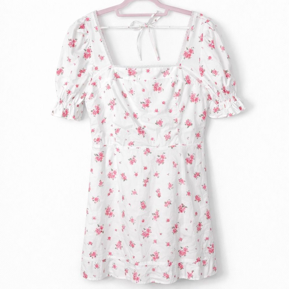 Altar'd State Mini Dress Floral Accents Coquette Cottage Core Smocked Smocked